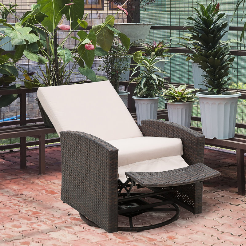 Zipcode Design™ Heffington Swivel Recliner Patio Chair with Cushions